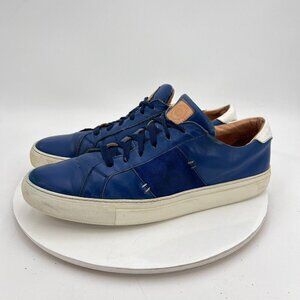 Greats Brooklyn Men Size 11 Blue Leather White Sole Lace Up Low Casual Shoes